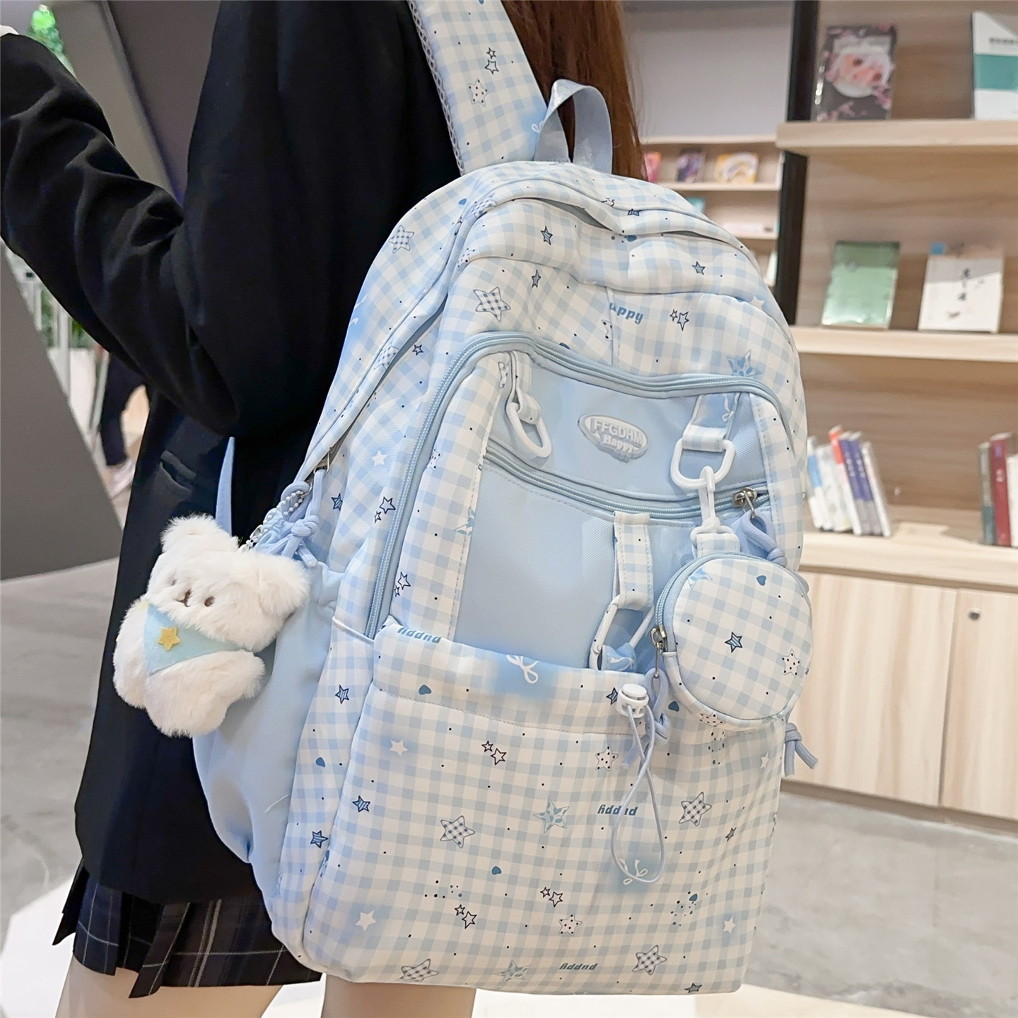 专柜正品日系休闲ins文艺小清新书包双肩包女韩版初中儿童小学生