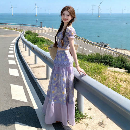 专柜正品复古温柔风超好看上衣碎花半身裙两件套装减龄一整套ootd