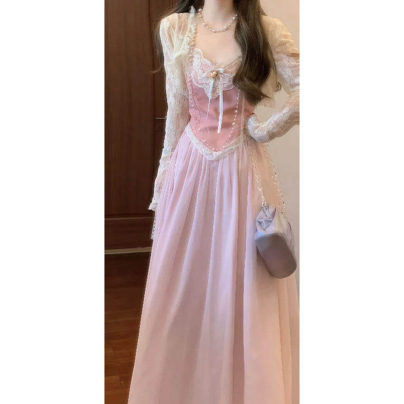 专柜正品法式漂亮独特超好看仙女裙海边度假风连衣裙开衫两件套20