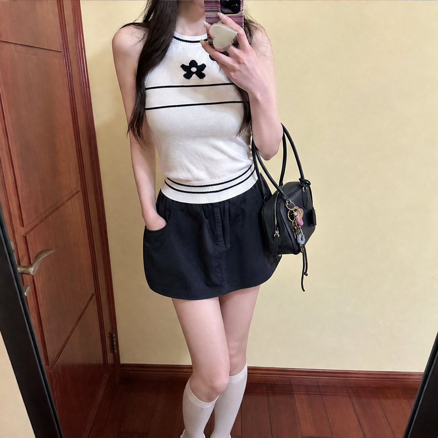 专柜正品白色字母针织吊带小背心女夏外穿修身美式辣妹风露脐短款