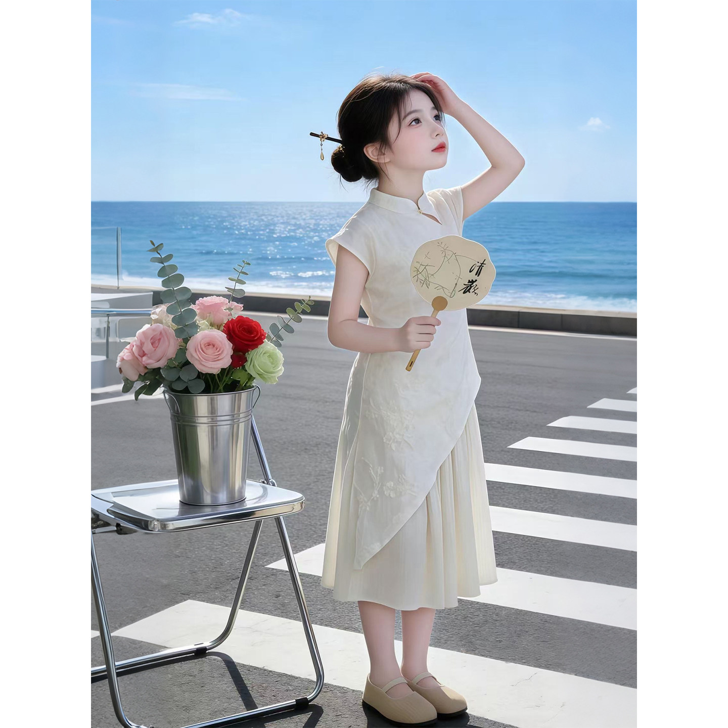 专柜正品女童夏季唐装2026新款无袖背带裙中式旗袍裙大童儿童夏装
