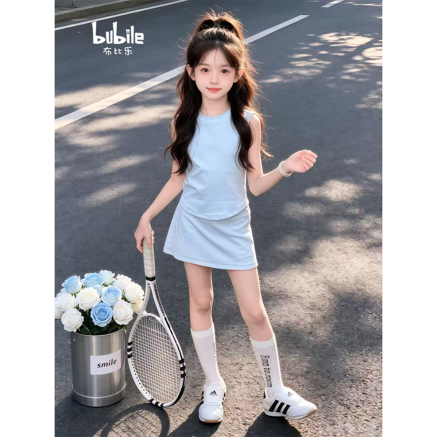 专柜正品女童夏套装2026新款儿童速干运动背心两件套女孩洋气裙裤