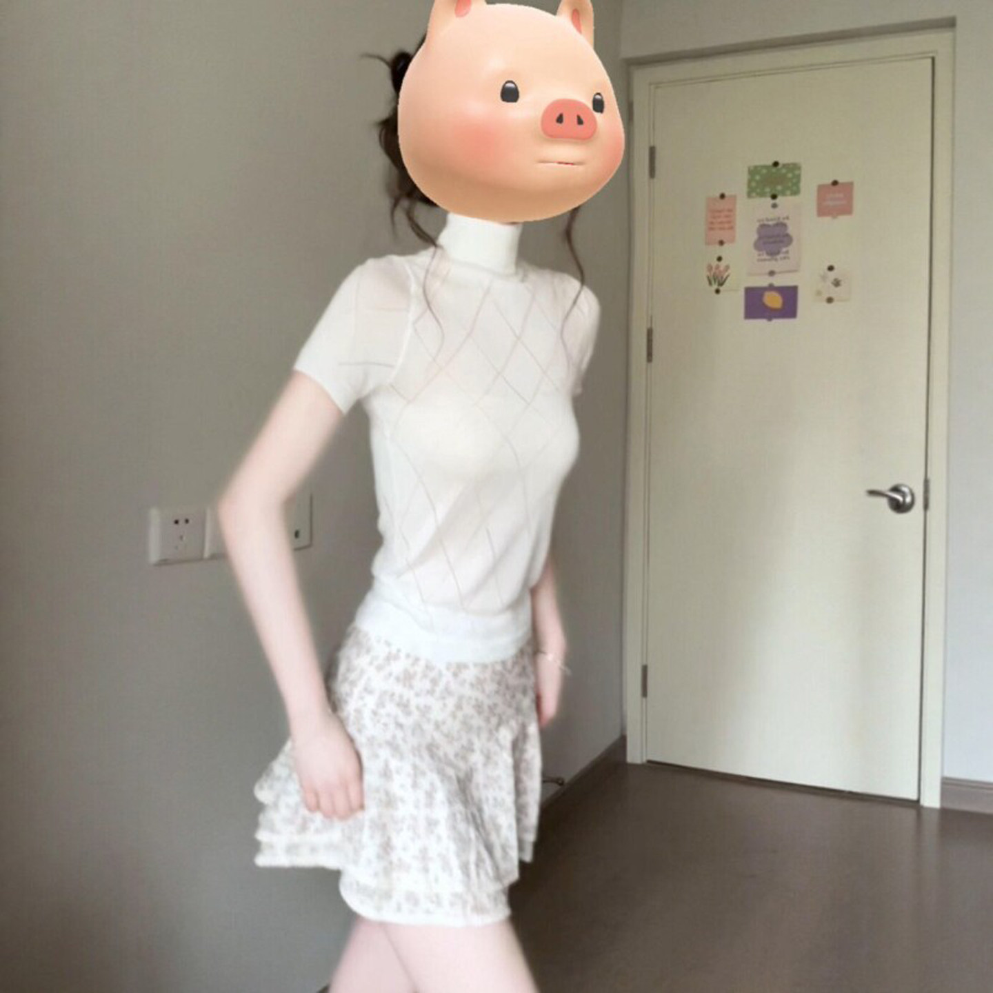 专柜正品减龄高级感气质高领上衣碎花半身裙两件套装一整套ootd穿