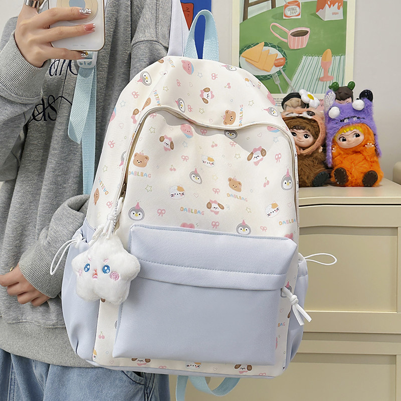 专柜正品书包女卡通风双肩包女小学生可爱小熊印花书包ins高颜值