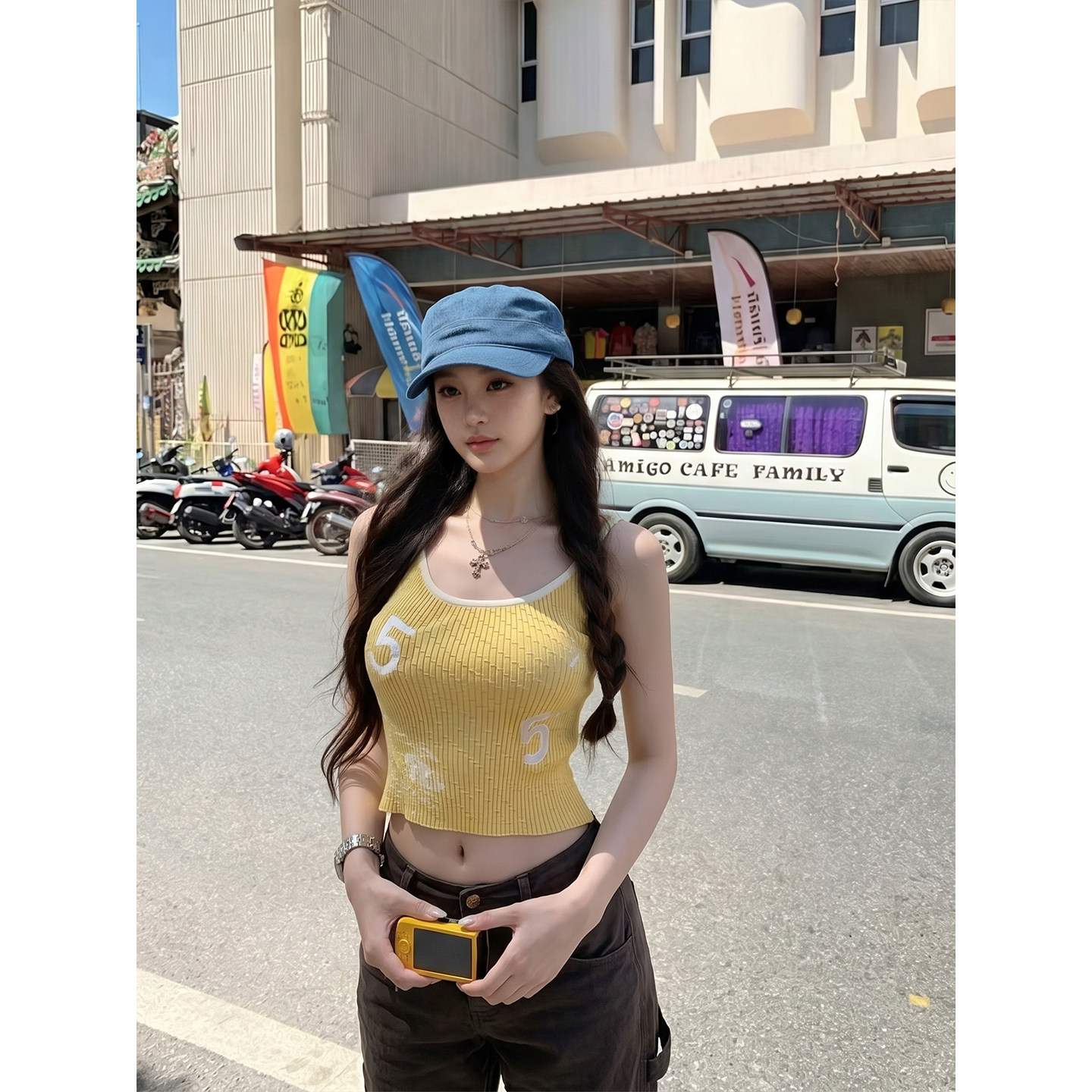 专柜正品韩系针织吊带背心女夏外穿辣妹短款修身显瘦露脐无袖上衣