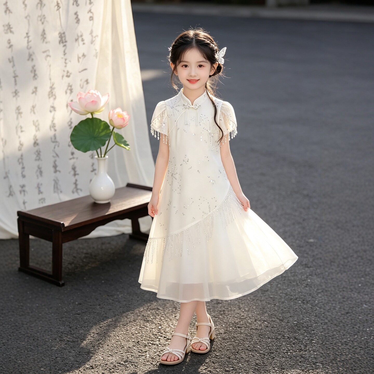 专柜正品女童夏季国风旗袍连衣裙新中式2026新款儿童独特漂亮中长