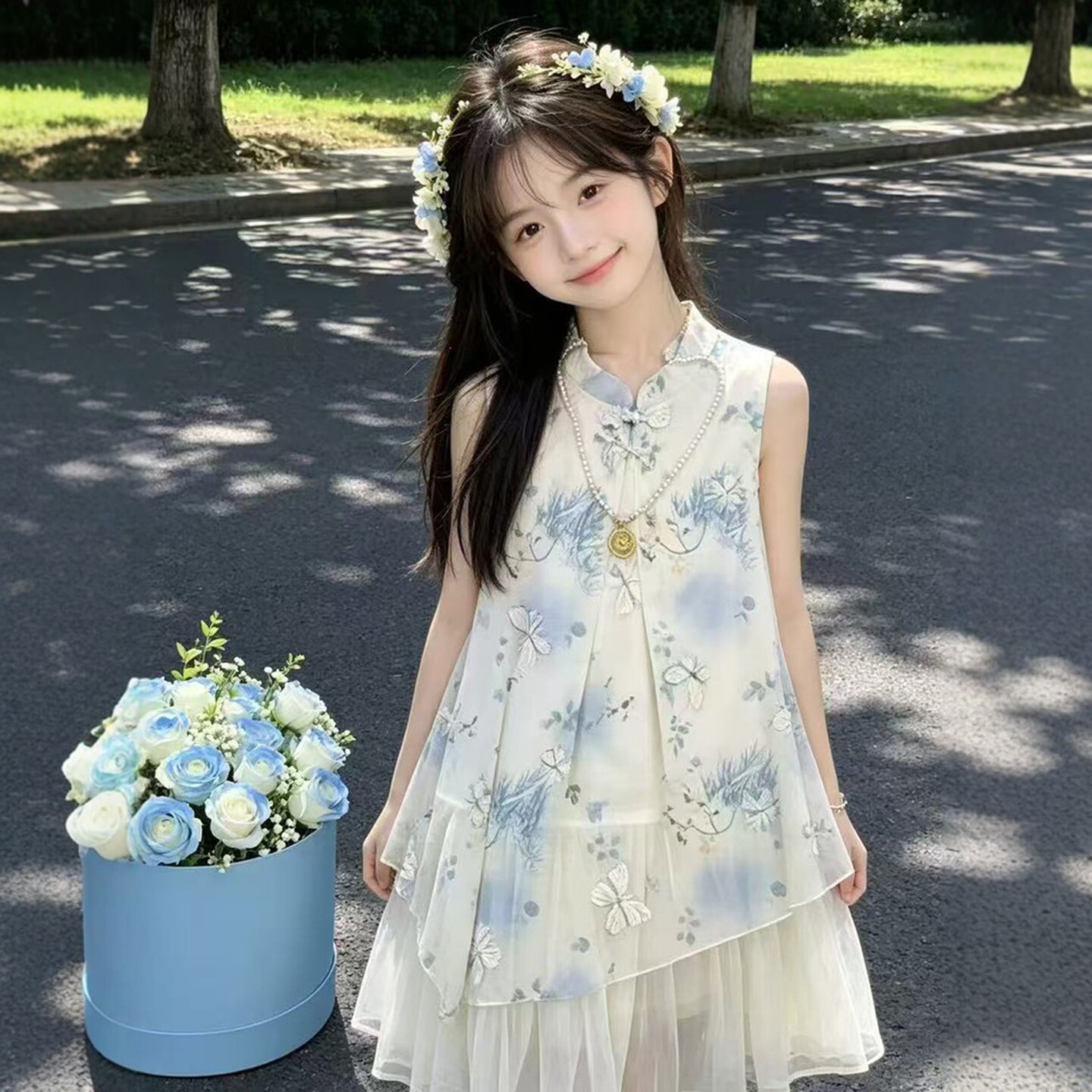 专柜正品女童连衣裙夏季2026新款儿童绝美中式裙子女孩超火夏装公
