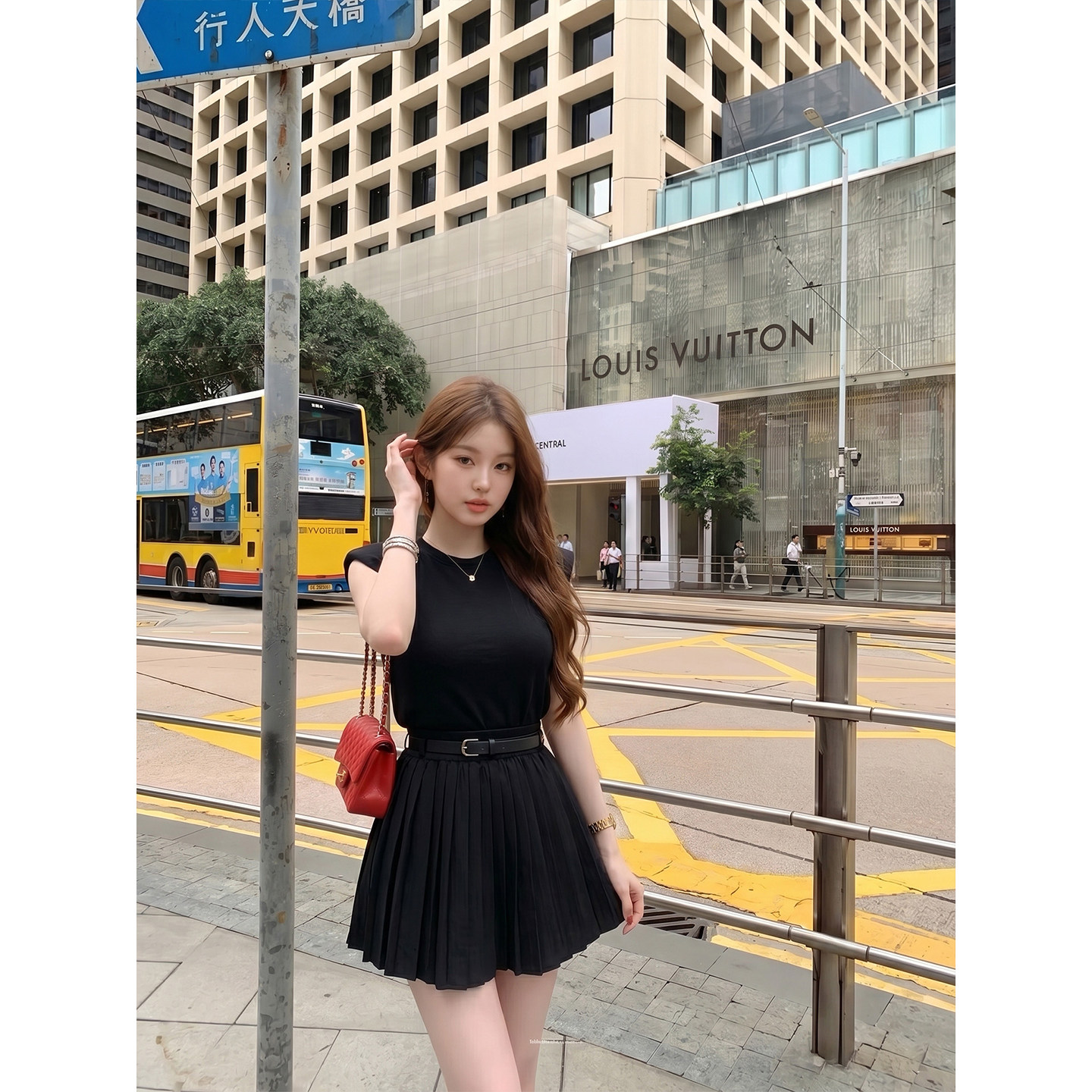 专柜正品韩系学院风针织套装裙女夏季无袖马甲百褶短裙休闲两件套