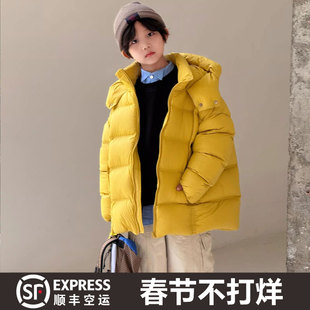 儿童中长款羽绒服韩版新款男女童中大童加厚连帽白鸭绒泡芙外套潮