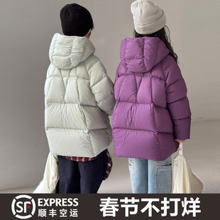 儿童中长款羽绒服韩版冬季新款男童女童中大童加厚连帽白鸭绒外套