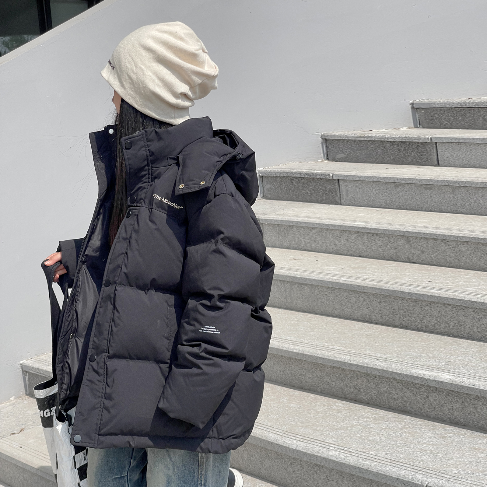 短款加厚男童女童加厚连帽羽绒服