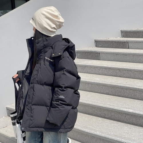 短款加厚男童女童加厚连帽羽绒服
