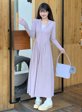 专柜高端防晒衣女长款夏季2026夏新款修身大裙摆户外原纱型防紫外