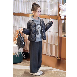 女童轻薄羽绒服秋冬季2025新款儿童羽绒外套冬装女大童保暖三件套