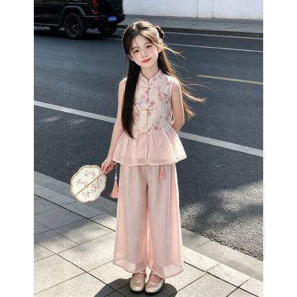专柜高端女童汉服夏装2026新款儿童夏季新中式国风两件套女孩独特