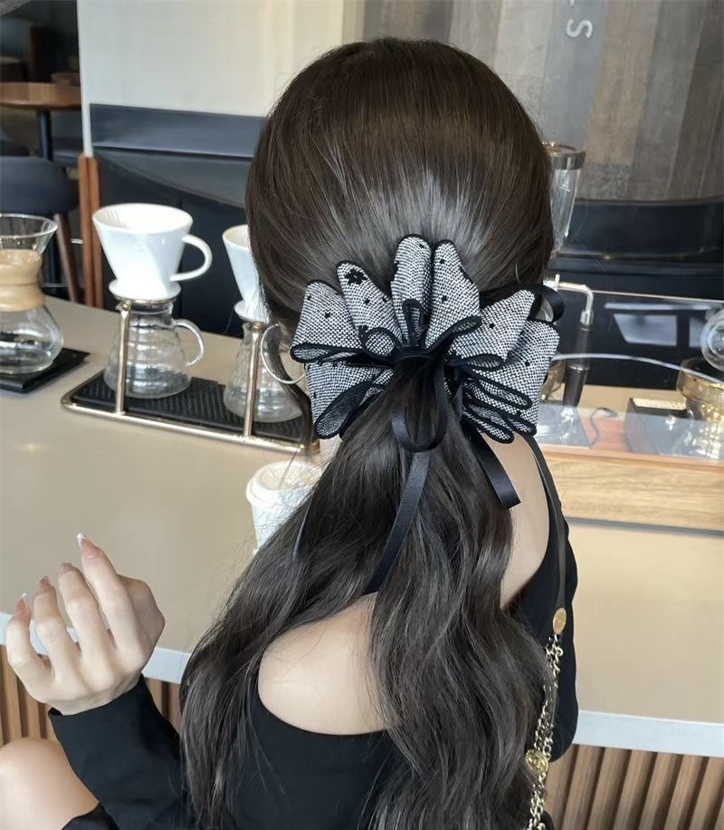 韩系千金风多层蝴蝶结飘带香蕉夹超紧马尾夹竖夹盘发夹子发卡头饰