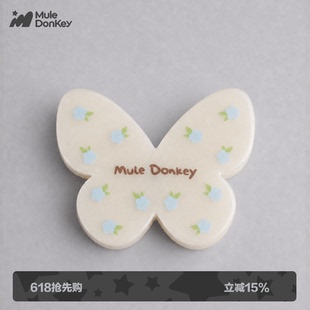 多嘴驴Donkey白色碎花蝴蝶发夹女发福蝶系列森系侧边后脑勺刘海夹