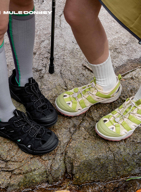 多嘴驴Donkey情侣运动凉鞋女款夏季户外防滑镂空登山鞋黑色溯溪鞋