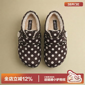 厚底毛毛鞋 增高棉鞋 加绒雪地靴 女冬季 多嘴驴Donkey复古波点勃肯鞋