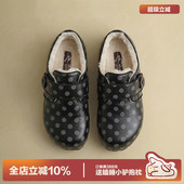 百搭厚底增高单鞋 外穿保暖棉鞋 女冬季 多嘴驴Donkey黑色波点勃肯鞋