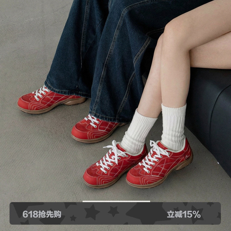 多嘴驴Donkey复古红色德训鞋女夏季好看情侣板鞋足弓支撑运动鞋男