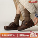 保暖小土豆增高通勤棉鞋 多嘴驴Donkey棕色复古毛毛鞋 女毛绒勃肯鞋