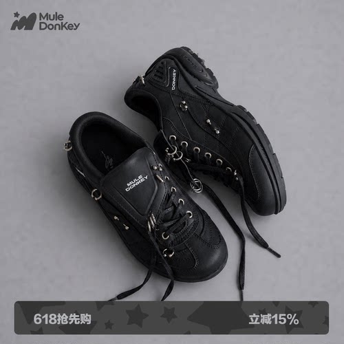 多嘴驴Donkey黑色翻盖德训鞋