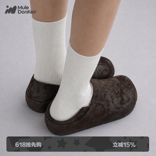 多嘴驴Donkey棕色全包勃肯鞋女厚底夏季复古穆勒鞋增高一脚蹬拖鞋