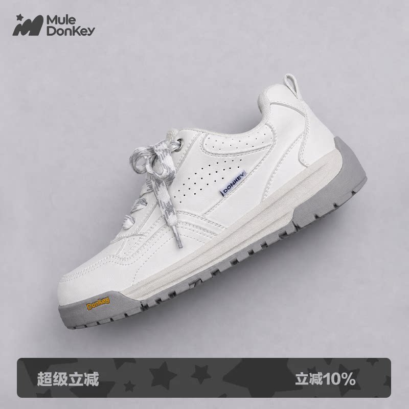 多嘴驴Donkey厚底白色面包鞋图片