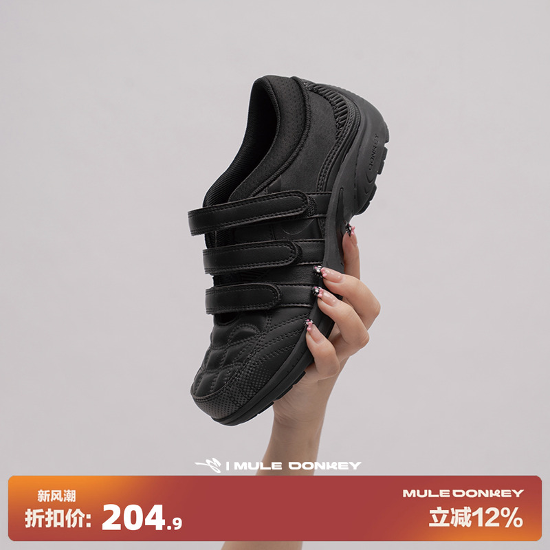 多嘴驴Donkey黑色菱格玛丽珍鞋