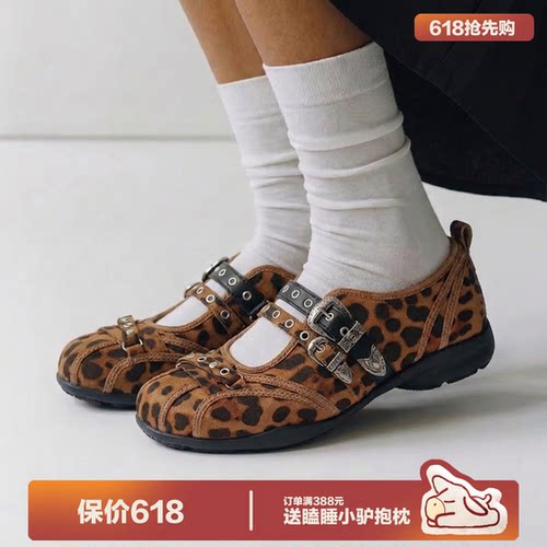 多嘴驴Donkey豹纹玛丽珍单鞋