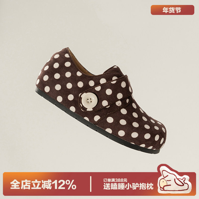多嘴驴Donkey波点勃肯鞋女魔术贴棕色复古慵懒全包穆勒鞋小众单鞋,女鞋,勃肯鞋/软木鞋,淘宝优惠券,粉丝福利购,淘宝优惠卷