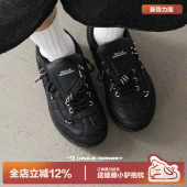 运动德训鞋 多嘴驴Donkey王橹杰同款 翻盖朋克板鞋 女春季 黑色亚比鞋
