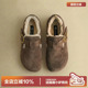 厚底保暖雪地靴百搭加绒毛毛鞋 棉鞋 女冬季 多嘴驴Donkey反绒勃肯鞋
