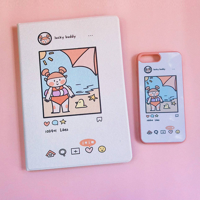 原创插画手机壳可爱小胖妞ins适用于苹果17promax轻薄iPhone16151413plus韩国二合一菲林亚克力磁吸支架华为