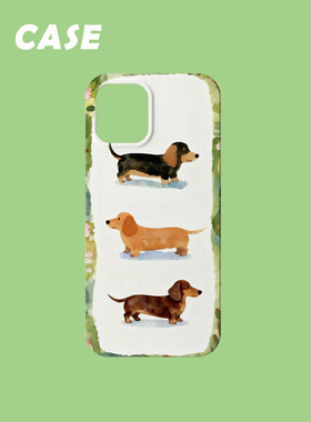 原创插画手机壳可爱腊肠小狗ins适用苹果17promax轻薄iPhone16151413plusxsmax韩国二合一菲林磁吸华为小米女
