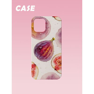 原创插画手机壳水彩风无花果适用苹果17promax轻薄iPhone16151413plusxsmax韩国二合一菲林磁吸华为小米