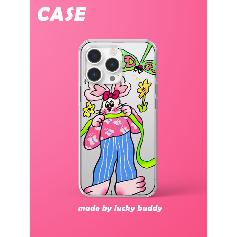 第2件半价/原创插画手机壳可爱兔适用于苹果15promaxiPhone14plus13mini韩国二合一菲林亚克力磁吸华为