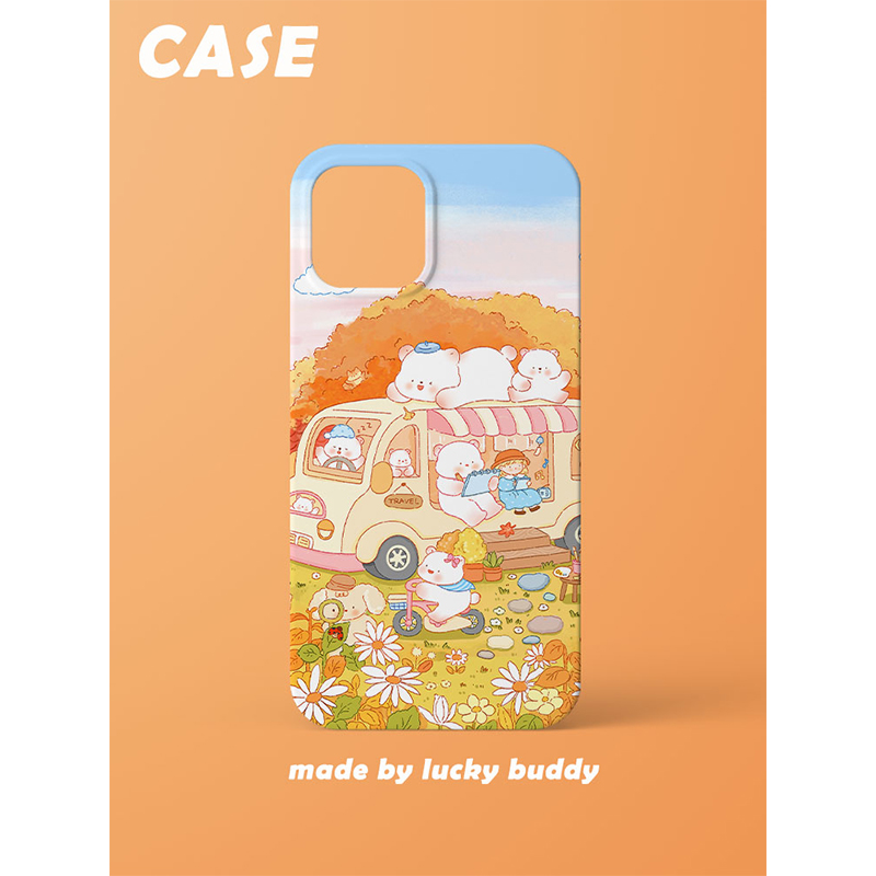 第2件半价/原创插画手机壳欢乐行适用于苹果15promaxiPhone14plus13mini韩国二合一菲林亚克力磁吸华为