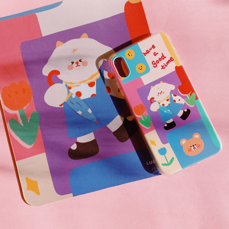 第2件半价/原创插画手机壳可爱小羊花花适用于苹果15promaxiPhone14plus13mini韩国二合一菲林亚克力磁吸华为