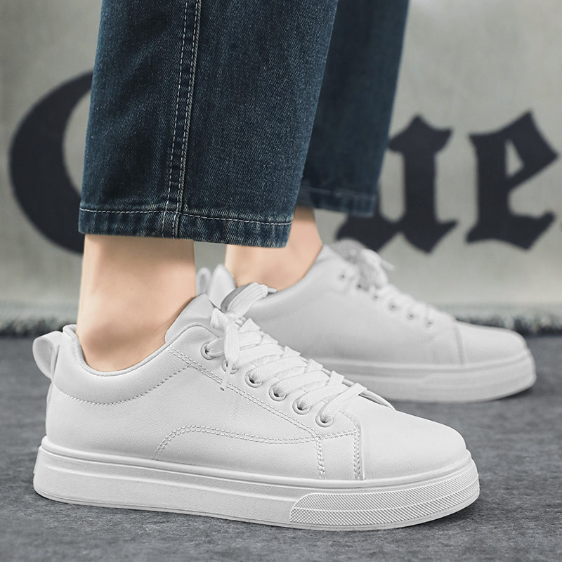 2026年春季新款透气港风韩版小白鞋系带圆头运动休闲男鞋板鞋45码,流行男鞋,休闲板鞋,淘宝优惠券,粉丝福利购,淘宝优惠卷