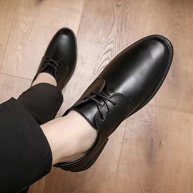 透气简约百搭潮圆头商务皮鞋男鞋