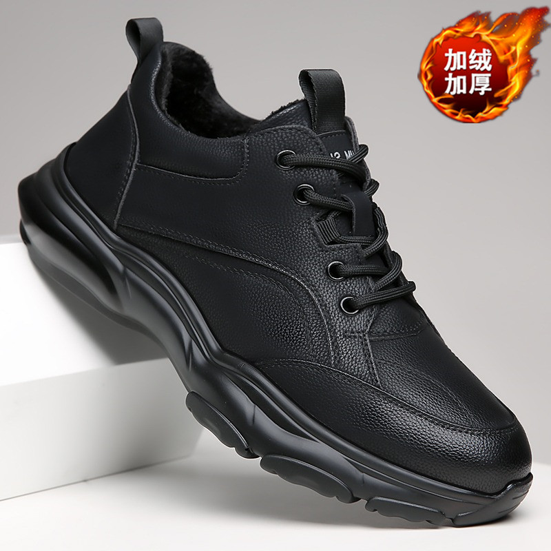 老爹鞋黑色短绒二棉鞋男鞋工作鞋
