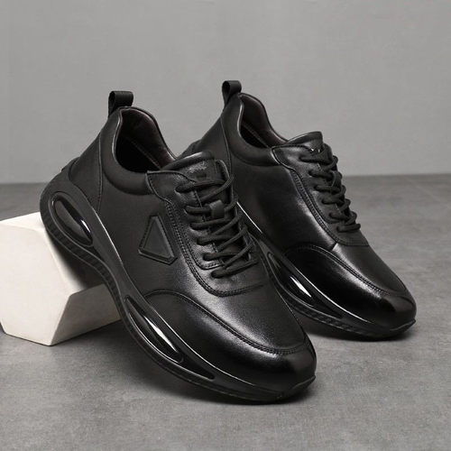 轻便软底工作鞋黑色皮防滑厨师鞋