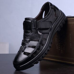 新品 软底轻便透气皮鞋 男鞋 包头凉鞋 软底潮流百搭洞洞鞋 2026年夏季