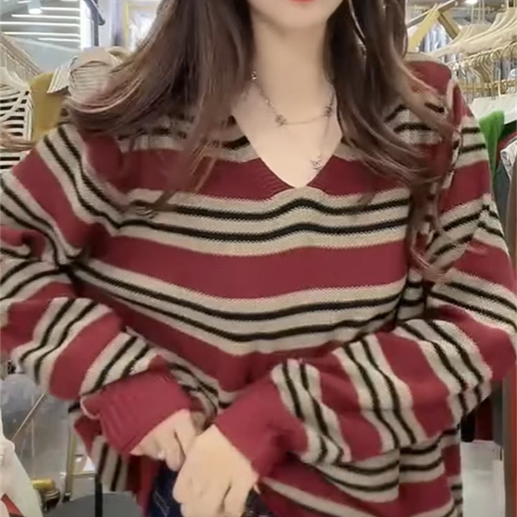 设计感新款条纹小众韩版针织衫
