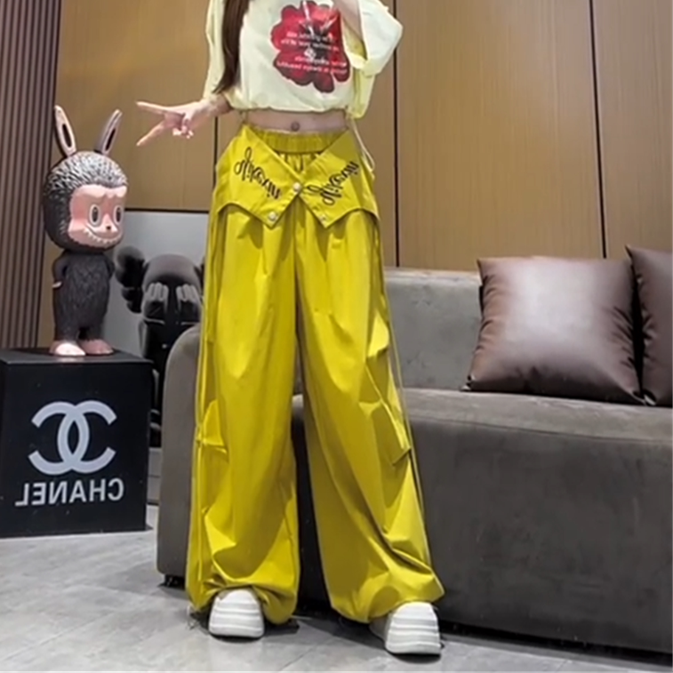 多巴胺风高腰弯刀裤女2026夏装女装新款宽松显瘦阔腿裤休闲长裤子