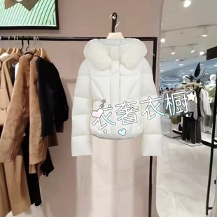 女装2025羽绒服冬季新款90白鸭绒狐狸毛短款面包服325423009-DT
