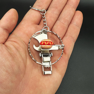 创意金属搞怪热狗版捕鼠夹钥匙扣开瓶器挂件老鼠夹个性工艺品