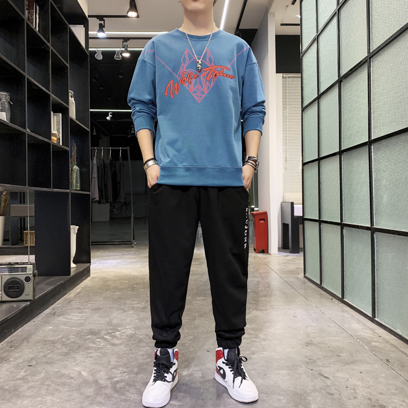 春秋男士长袖卫衣运动套装潮牌都市青年休闲九分裤两件套棉服工装,男装,休闲运动套装,淘宝优惠券,粉丝福利购,淘宝优惠卷